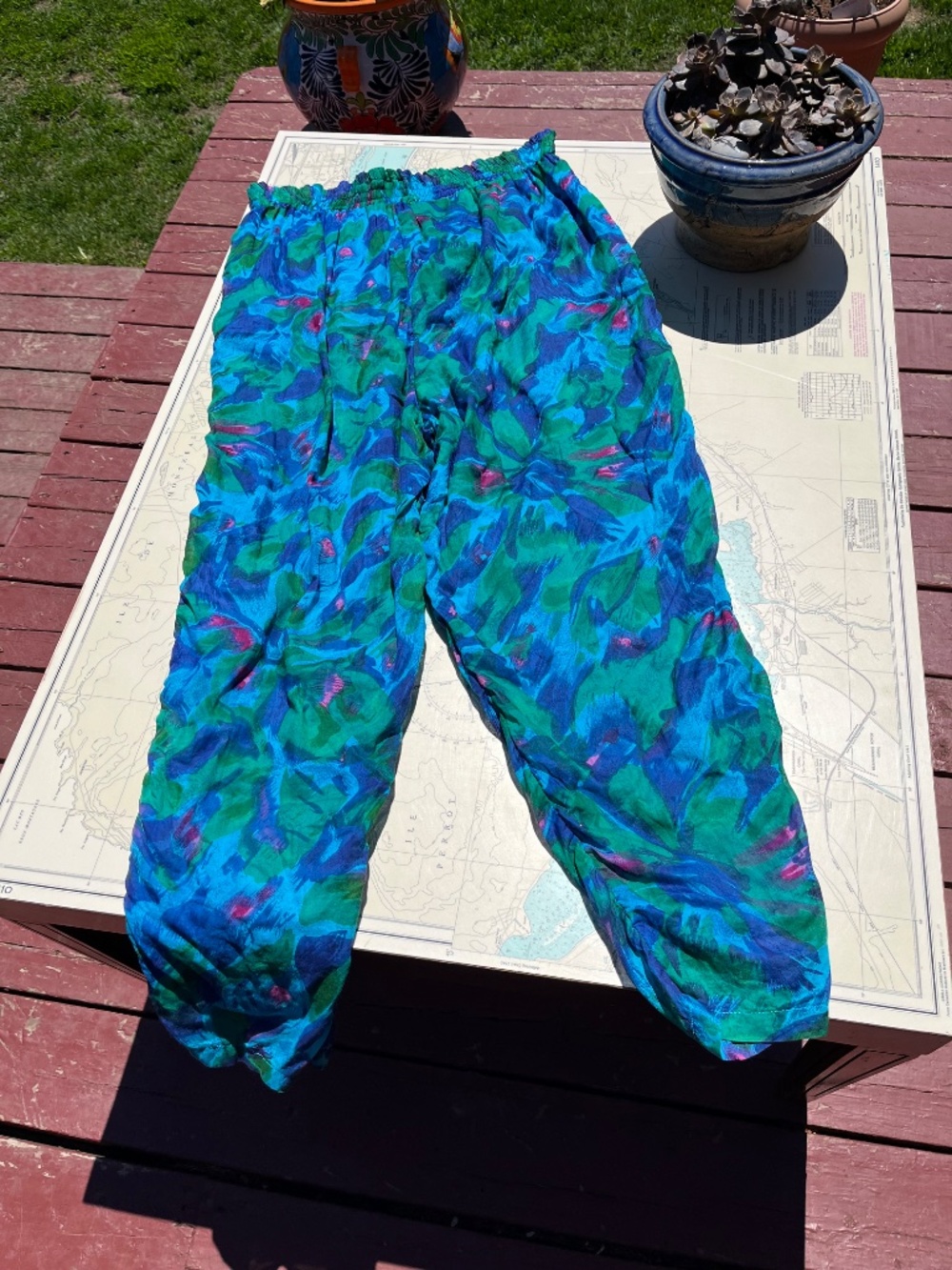 Vintage 90s Arvanti Cotton Brushstroke Pattern Pants - Picture 7 of 7